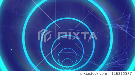 Image of circular tunnel with connected dots over black background 116215577