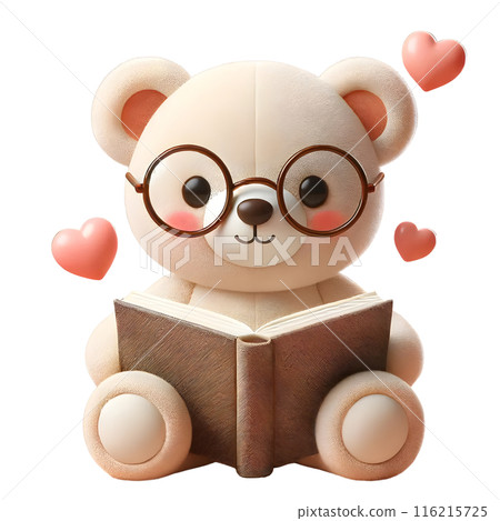 3d teddy bear with book  116215725