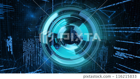 Image of radar spinning over binary codes and programming language 116215833