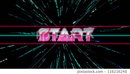 Image of start text over green and blue light trails Image of start text over green and blue light trails 116216248
