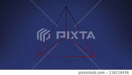 Image of lines in triangle against blue background Image of lines in triangle against blue background 116216436