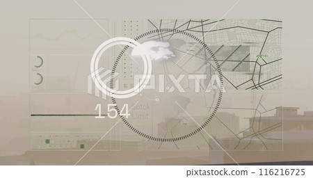 Image of financial data processing over cityscape 116216725