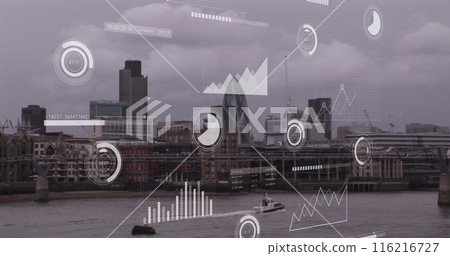 Image of financial data processing over london cityscape 116216727
