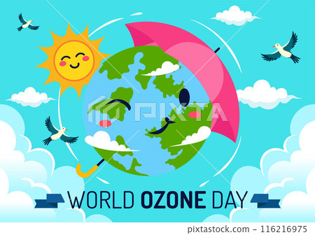 World Ozone Day Vector Illustration on September 16 To Raise Public Awareness About Of The Earth Layer And Protecting Environment in Flat Background 116216975