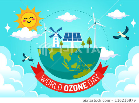 World Ozone Day Vector Illustration on September 16 To Raise Public Awareness About Of The Earth Layer And Protecting Environment in Flat Background 116216979