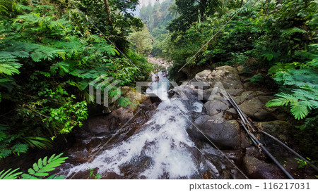 Cascading Splendor: Waterfalls Carve a Majestic Path Through Rocky Embrace Cascading Splendor: Waterfalls Carve a Majestic Path Through Rocky Embrace 116217031