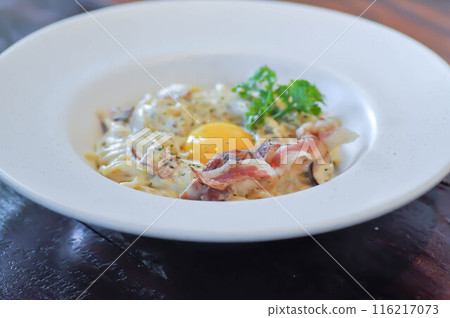 pasta carbonara or spaghetti , pasta or spaghetti carbonara 116217073