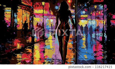 Club Sexy Woman Around Neon City Nightlife  116217415