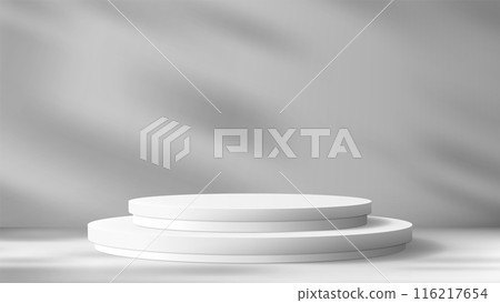 Elegant 3D White Podium with Gray Background, Minimalist Style Product Showcase 116217654