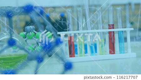 Image of mathematical and scientific formulas over chemistry laboratory Image of mathematical and scientific formulas over chemistry laboratory 116217707