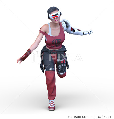 Cyberwoman with a robotic left arm Cyberwoman with a robotic left arm 116218203
