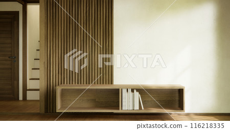 Cabinet room wooden interior wabisabi  decoration japanese style.3D rendering Cabinet room wooden interior wabisabi  decoration japanese style.3D rendering 116218335