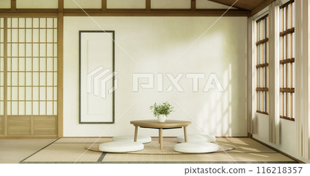 Modern with low table and pillow on minimal room japan style. 116218357