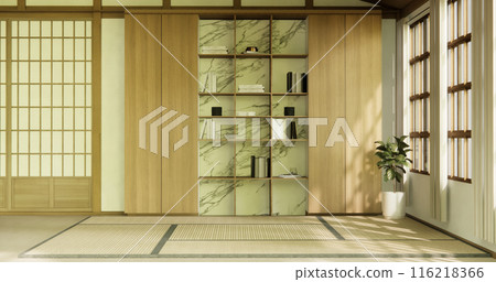 Interior, Empty room and tatami mat floor room modern style. Interior, Empty room and tatami mat floor room modern style. 116218366