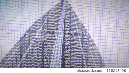 Image of data processing with media icons over cityscape 116218498