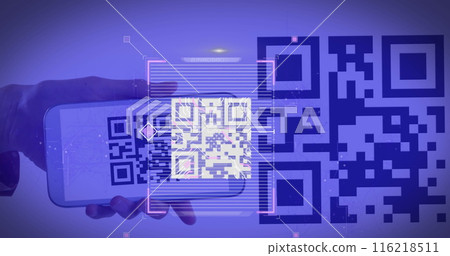 Image of qr code and qr code scanning on smartphone Image of qr code and qr code scanning on smartphone 116218511