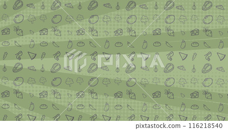 Image of illustration with rows of icons over green spinning stripes 116218540