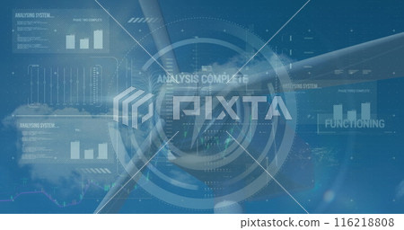 Image of data processing over wind turbine Image of data processing over wind turbine 116218808