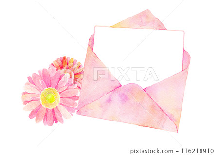 水彩插圖粉紅色字母和花朵 水彩插圖粉紅色字母和花朵 116218910