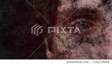 Image of shapes over face of caucasian man 116219008