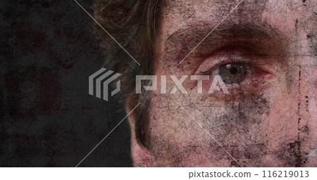 Image of shapes over face of caucasian man 116219013