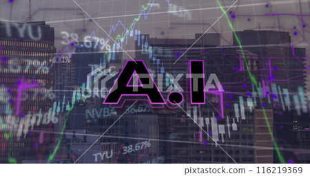 Image of ai text and data processing over cityscape 116219369