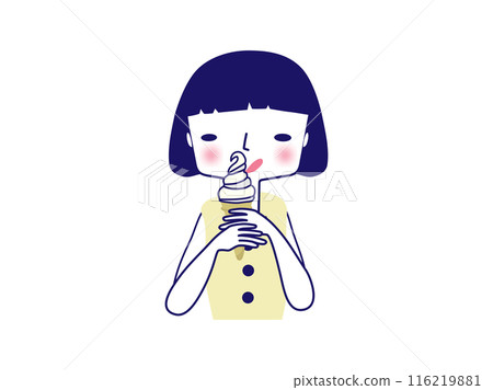吃香草軟冰淇淋的女孩 吃香草軟冰淇淋的女孩 116219881