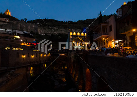 Night view of ancient district Abanotubani, known for its sulfur baths in Tbilisi, Georgia Night view of ancient district Abanotubani, known for its sulfur baths in Tbilisi, Georgia 116219890