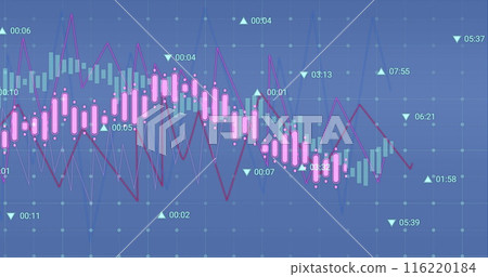 Image of data processing over grid network against blue background 116220184