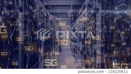 Image of 5g text and data processing over computer servers, copy space Image of 5g text and data processing over computer servers, copy space 116220611