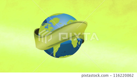 Image of globe on yellow background Image of globe on yellow background 116220862