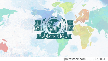 Image of earth day text over world map Image of earth day text over world map 116221031