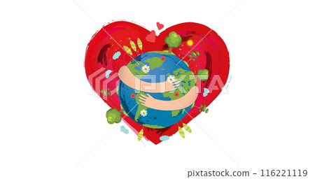 Image of globe and heart on white background Image of globe and heart on white background 116221119