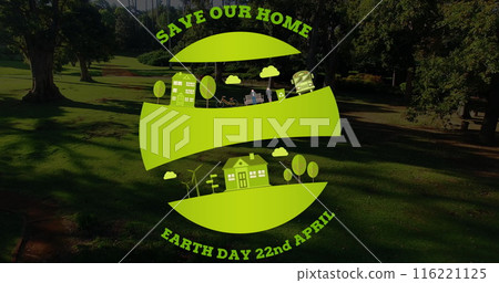 Image of earth day text over park Image of earth day text over park 116221125