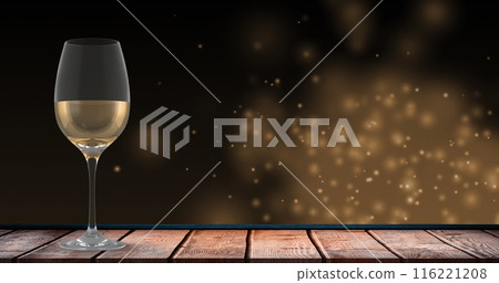 Image of lights over glass with white wine on black background Image of lights over glass with white wine on black background 116221208