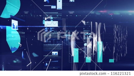 Image of data processing on blue background Image of data processing on blue background 116221321