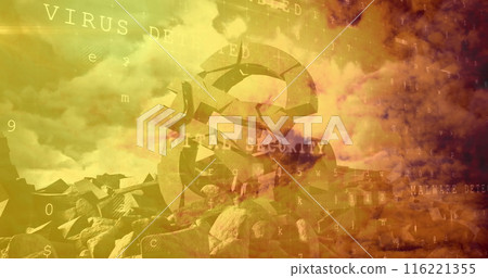 Image of data processing over broken euro symbol Image of data processing over broken euro symbol 116221355