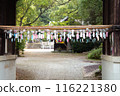 Wind chimes displayed at a shrine 116221380