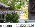 Wind chimes displayed at a shrine 116221386