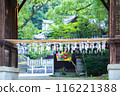 Wind chimes displayed at a shrine 116221388