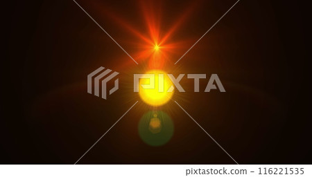 Image of yellow light and red star moving on black background 116221535