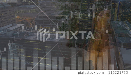 Image of data processing over cityscape Image of data processing over cityscape 116221753