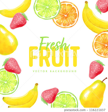 水彩風格各種水果的背景圖框 116221837