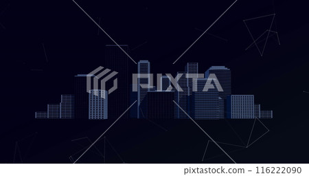 Image of 3d tall buildings model over black background 116222090