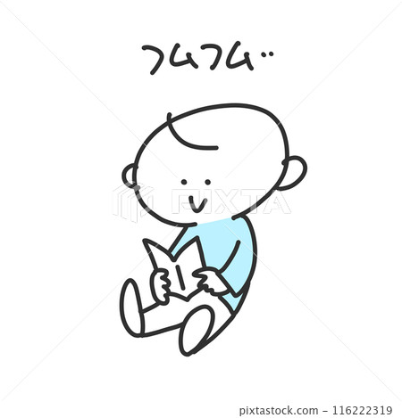 A cute boy reading a book intently Hmm Simple line drawing illustration A cute boy reading a book intently Hmm Simple line drawing illustration 116222319