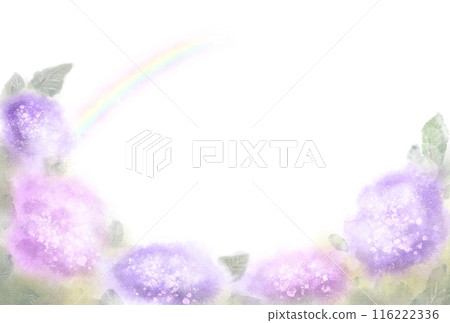 雨後彩虹和繡球花的水彩插圖框架 雨後彩虹和繡球花的水彩插圖框架 116222336