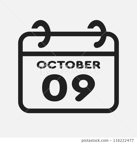 Icon page calendar day - 9 October Icon page calendar day - 9 October 116222477