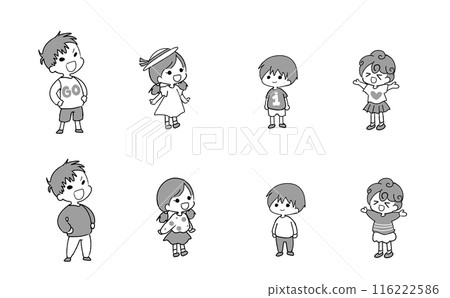 Children's short sleeves and long sleeves (monochrome) 116222586