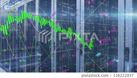 Image of financial data processing over computer servers Image of financial data processing over computer servers 116222837