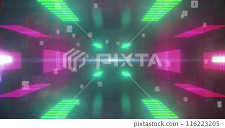 Image of falling numbers over digital tunnel, copy space 116223205